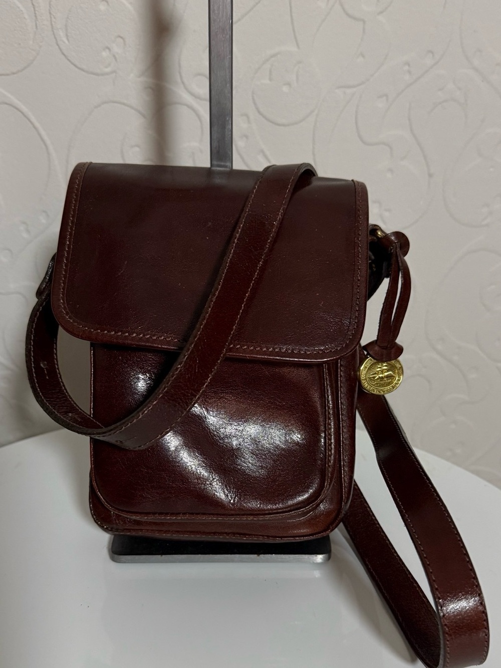 Vintage Brahmin Dark Brown Leather Crossbody Bag